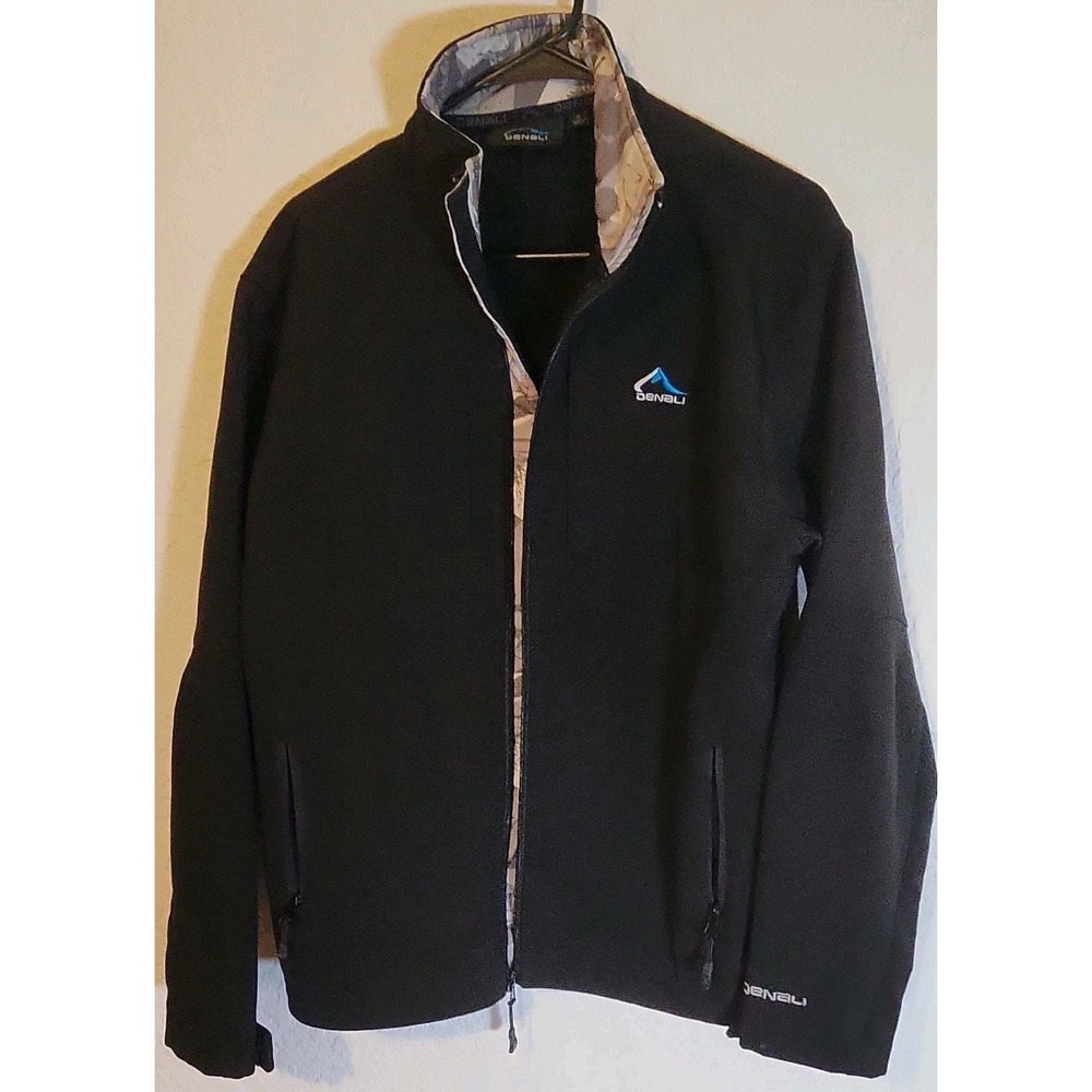 Denali Men's Black Full Zip Softshell Jacket Stand-Up Collar Zip Pockets Sz S
